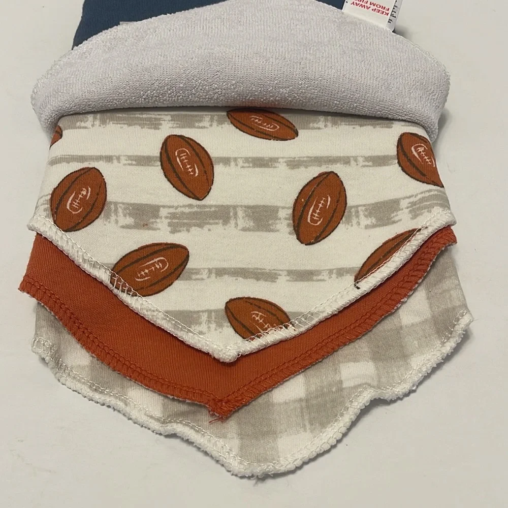Baby 0-12 Month 5 Pack Football Cotton Bandana Bib Set